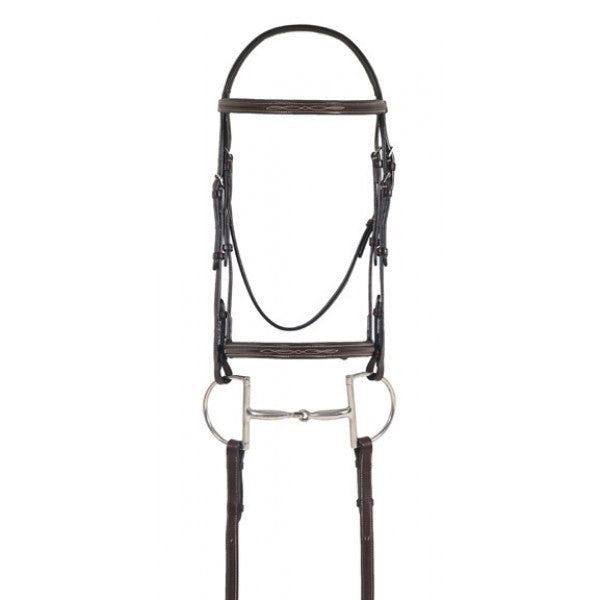 Ovation Elite Collection- Fancy Raised Comfort Crown Padded Bridle with Fancy Raised Laced Reins