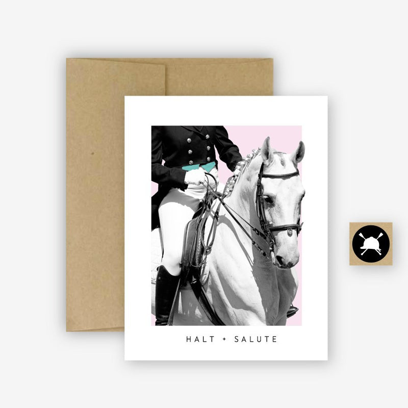Hunt Seat Paper Co. Halt + Salute Equestrian Dressage Horse Greeting Card
