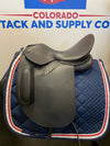Black WOW Classique Dressage Saddle with Wool Panels and a 17.5" seat