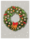 Horse Hollow Press Christmas Card: Wreath with Peppermints, Carrots & Horses
